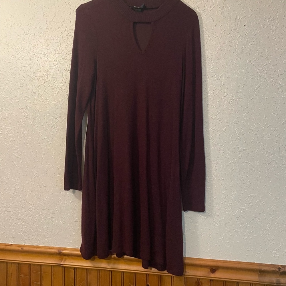 Burgundy long sleeve sweater dress